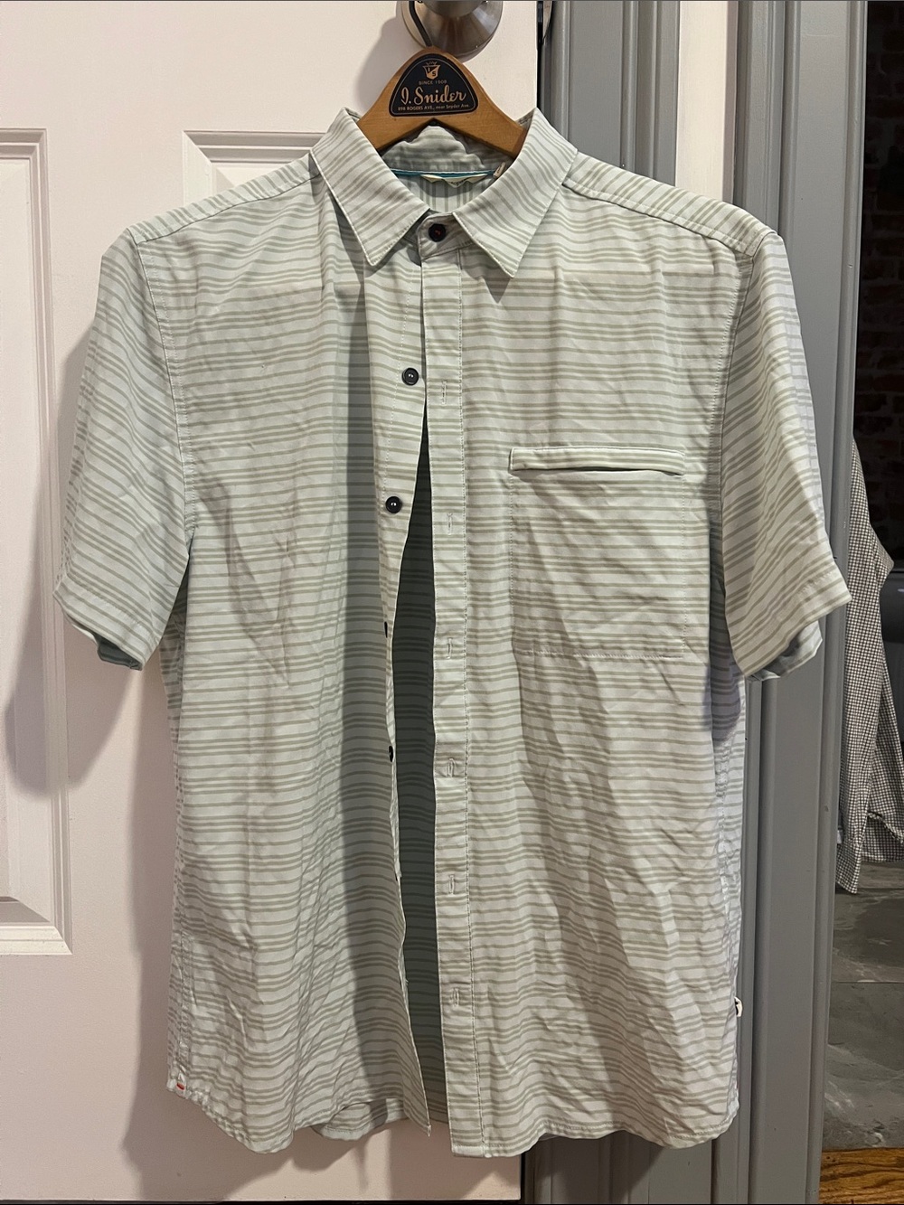 cotopaxi Light Sage and White Short-Sleeve Button-Down Shirt